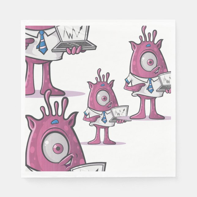 Servilleta De Papel Monstruos Contadores Morados Divertidos de Papel (Anverso)