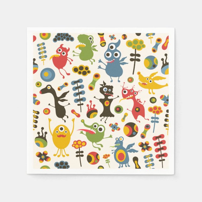 Servilleta De Papel Monstruos felices (Anverso)