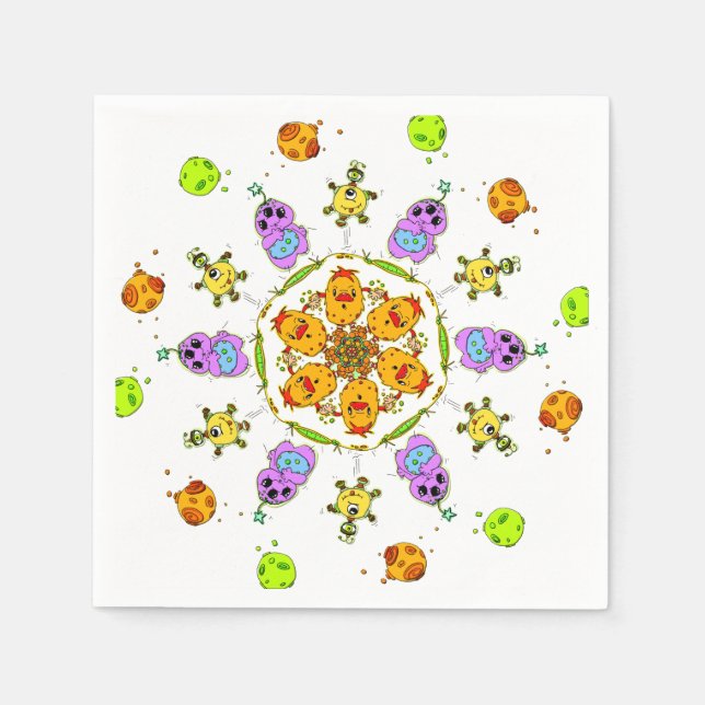 Servilleta De Papel monstruos lindos (Anverso)