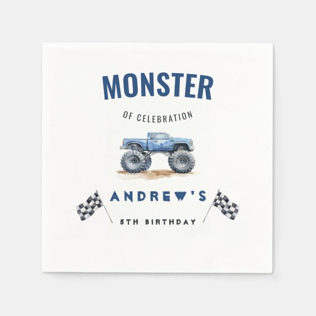 Servilleta De Papel Monstruos modernos para niños fiesta de cumpleaños (Anverso)