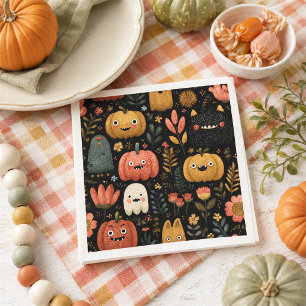 Servilleta De Papel Monstruos y Calabazas Lindos de Halloween