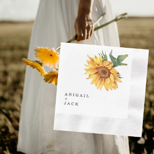 Servilleta De Papel Montado Boda de girasol personalizado