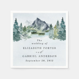 Servilleta De Papel Montaña acuarela Elegante Boda temático rústico