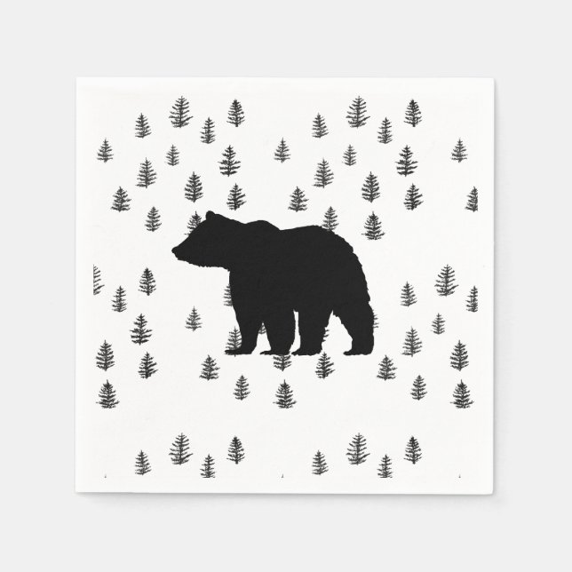 Servilleta De Papel Montaña Bosque Salvaje de Osos (Anverso)