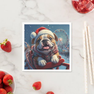Servilleta De Papel Montaña Rusa de Bulldog Navidad