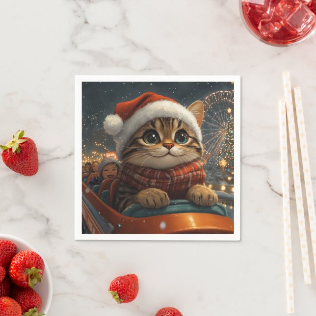 Servilleta De Papel Montaña Rusa de Gato Bengalí Navidad (In situ)
