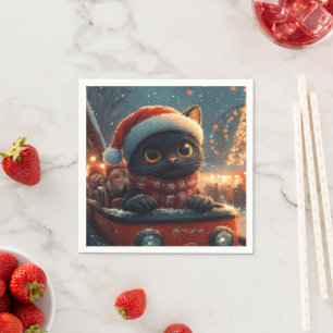 Servilleta De Papel Montaña Rusa de Gato Negro de Navidad