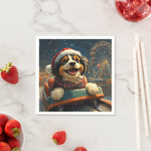 Servilleta De Papel Montaña Rusa De Perro Bernedoodle Navidad