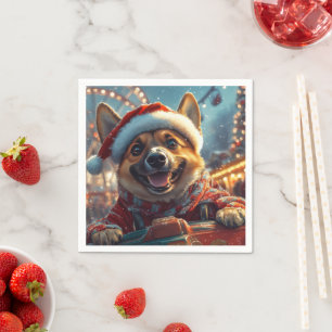Servilleta De Papel Montaña Rusa de Perro Malinois Belga Navidad
