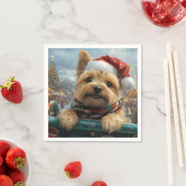 Servilleta De Papel Montaña Rusa de Perro Terrier Cairn Navidad