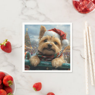 Servilleta De Papel Montaña Rusa de Perro Terrier Cairn Navidad