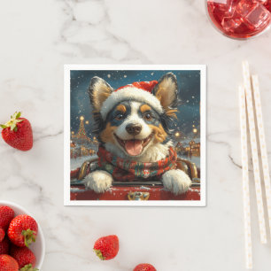 Servilleta De Papel Montaña Rusa Perro Blue Heeler Navidad