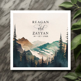 Servilleta De Papel Montañas acuáticas Boda de bosque de pinos