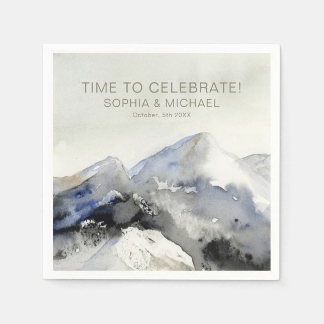 Servilleta De Papel Montañas acuáticas de plantilla de casamiento pers (Anverso)