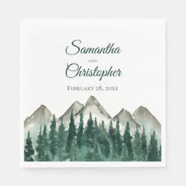 Servilleta De Papel Montañas acuáticas rusticas y Boda de pinos