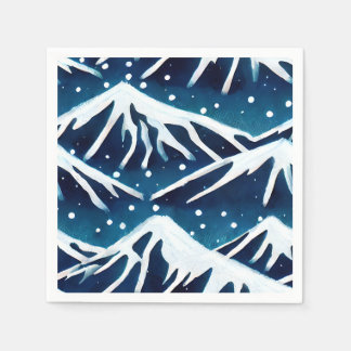 Servilleta De Papel Montañas Azul Retro Snowy