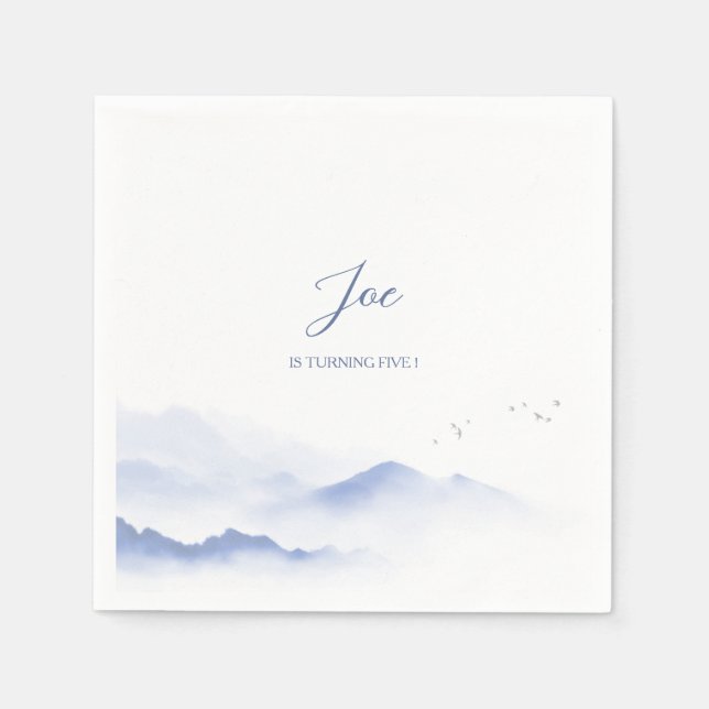 Servilleta De Papel Montañas azules de género neutro (Anverso)