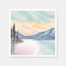 Montañas Brumosas | Lago Tahoe Acuarela