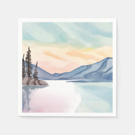 Servilleta De Papel Montañas Brumosas | Lago Tahoe Acuarela