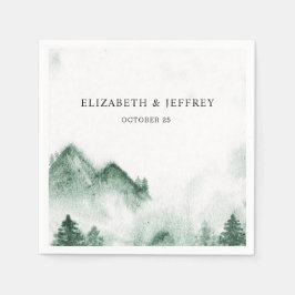 Servilleta De Papel Montañas de acuarela rústica Boda de Invierno de P