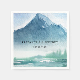 Servilleta De Papel Montañas de acuarela rústica Boda de Invierno Pino