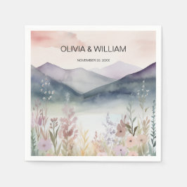 Servilleta De Papel Montañas de primavera floral acuarela