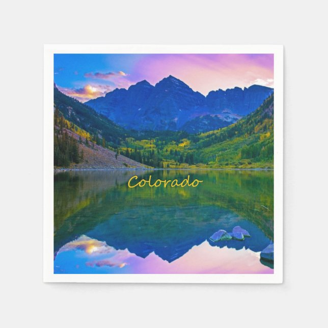 Servilleta De Papel Montañas Rocosas de Colorado y Lago (Anverso)