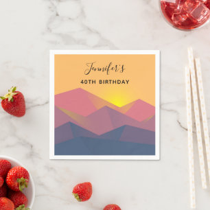 Servilleta De Papel Montañas Rústicas Cumpleaños Geométrico Minimalist
