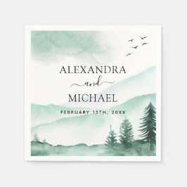 Servilleta De Papel Montañas Rústicas Selva acuarela moderna