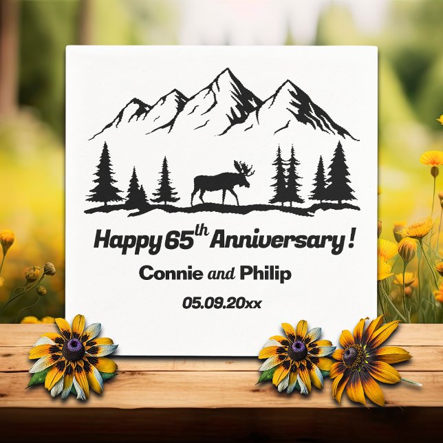 Servilleta De Papel Montañas y Moose 65° Aniversario del Boda (Subido por el creador)