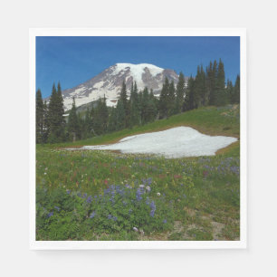 Servilleta De Papel Monte Rainier, flores silvestres y nieve