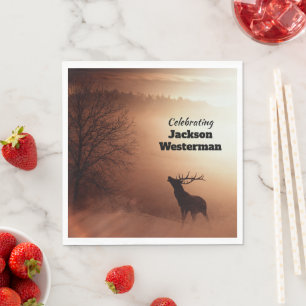 Servilleta De Papel Monumento conmemorativo a la silueta de Bull Elk