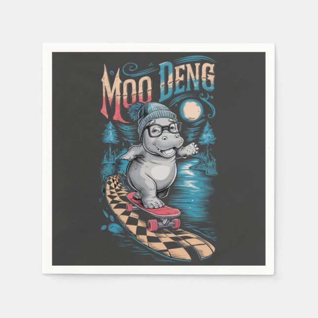 Servilleta De Papel Moo Deng Hippo encantador (Anverso)