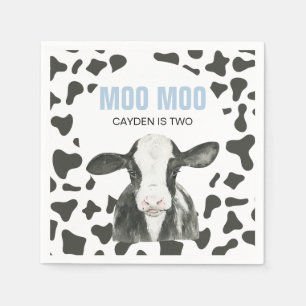 Servilleta De Papel MOO MOO Cumplo DOS Cumpleaños de estampado de vaca