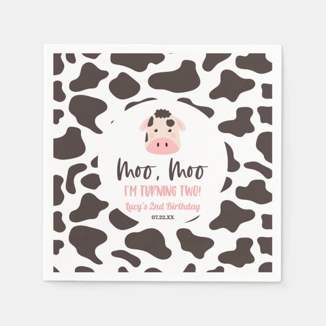 Servilleta De Papel Moo Moo: Estoy convirtiendo a dos Fiestas de cumpl (Anverso)