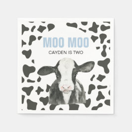 Servilleta De Papel MOO MOO I'm TWO Cow Print birthday