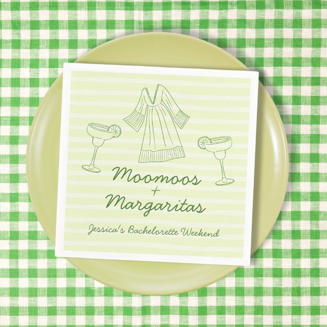 Servilleta De Papel Moo Moos y Margaritas Letra a Mano Despedida de So (Moo Moos & Margaritas Handwritten Bachelorette Napkins)