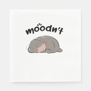 Servilleta De Papel Moodn't Sleep Funny Moo Deng Baby Pygmy Hippo Long