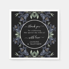 Servilleta De Papel Moody Black Floral Classic Thank You Chic Wedding