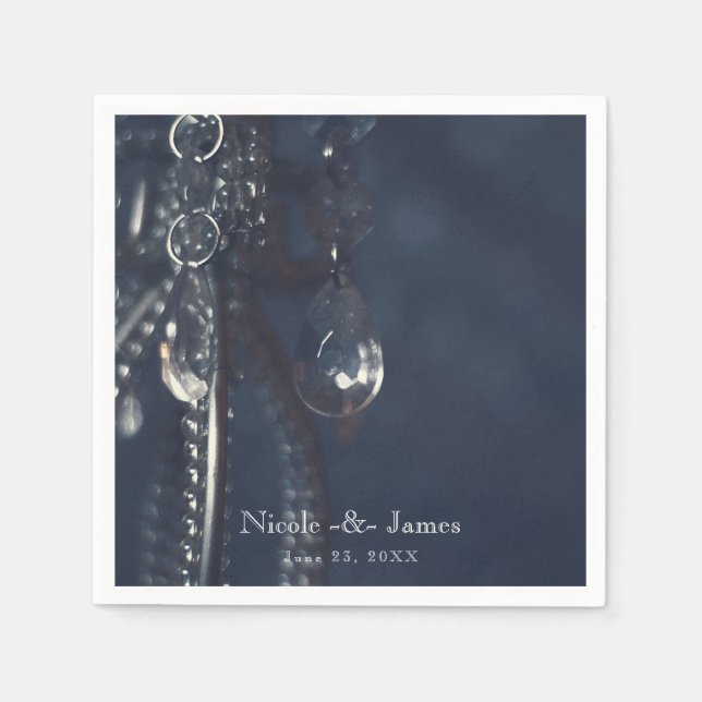 Servilleta De Papel Moody Blue Crystal Elegant Moda Boda Recepción (Anverso)