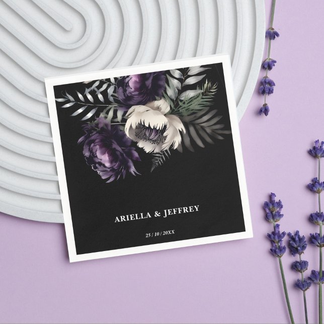 Servilleta De Papel Moody boho oscuro y elegante plantilla de boda (Dark moody boho elegant wedding template napkins personalized wedding tableware gothic wedding)