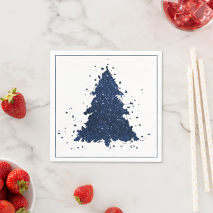 Servilleta De Papel Moody Christmas Tree   Classy Navy Blue Splatter