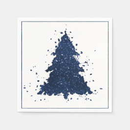 Servilleta De Papel Moody Christmas Tree | Classy Navy Blue Splatter