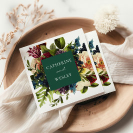 Servilleta De Papel Moody Floral Emerald & Burgundy Boda