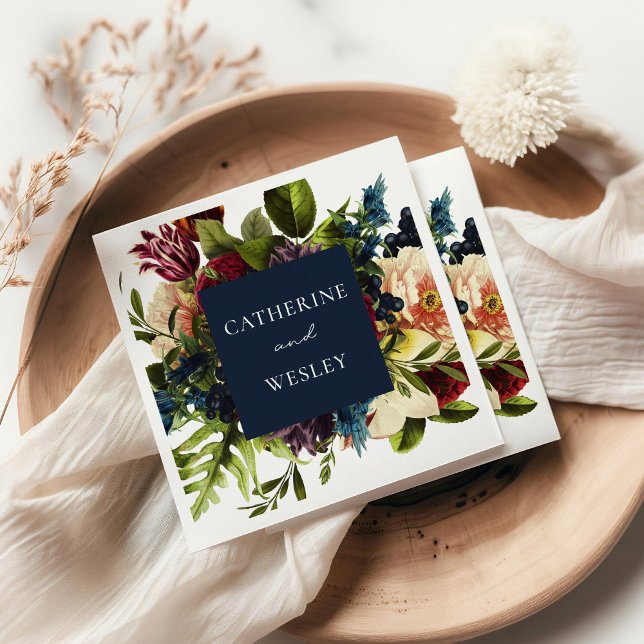 Servilleta De Papel Moody Floral Naval y Boda de Borgoña (Subido por el creador)