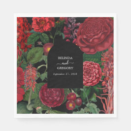 Servilleta De Papel Moody Florals Black Arch Burgundy Boda rojo