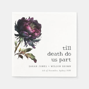 Servilleta De Papel Moody Gothic Oscuro Púrpura Negro Peony Boda