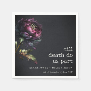 Servilleta De Papel Moody Gothic Oscuro Púrpura Negro Peony Boda