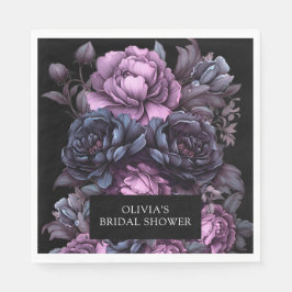 Servilleta De Papel Moody oscuro Romántico Florals Bridal Shower Napki