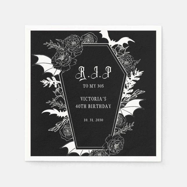 Servilleta De Papel Moody RIP 30s Gothic 40th Birthday (Anverso)